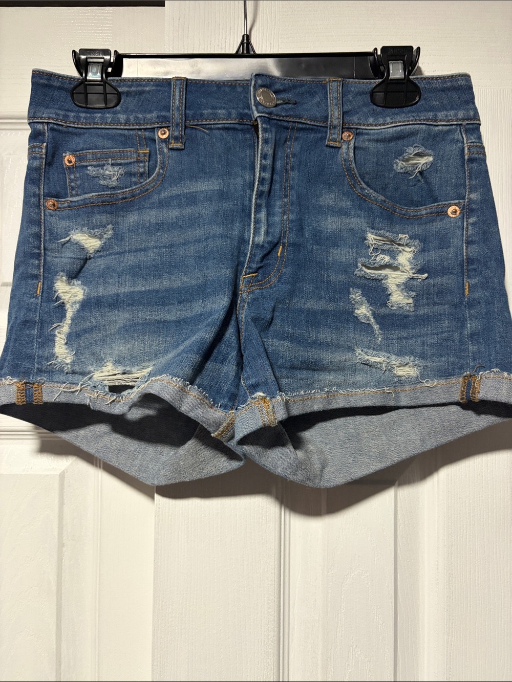 American Eagle Outfitters Distressed Blue Denim Cutoff Shorts